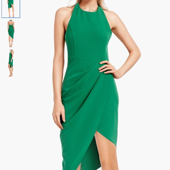 Jewel Badgley Mischka Draped Halter Neck Asymmetric Cocktail Dress, size 8 - Picture 1 of 16